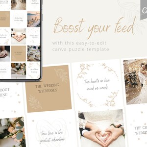 Instagram Puzzel Template, Wedding Template, Canva Template, Bruid en Bruidegom Instagram, Huwelijk Sjabloon, Aanpasbaar Ontwerp