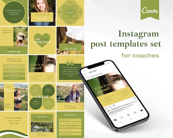 Instagram Templates Set, Canva Template, Instagram Posts, Instagram Template for the Coach, Business Instagram Templates
