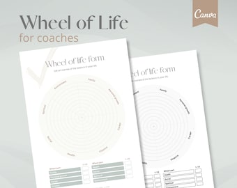 Foglio di lavoro "Ruota della Vita" - Strumento di coaching per l'equilibrio di vita, modello Canva per sessioni di sviluppo personale e di orientamento, download diretto.