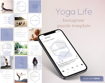 Instagram Puzzle Template, Yoga Template, Customizable Canva Template, Wellness Template, Instagram Puzzle Feed for Small Business