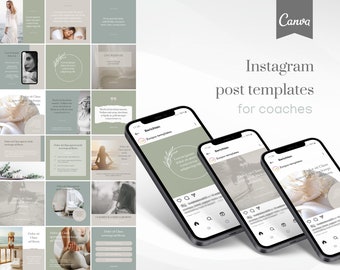 Instagram coach template, Canva template, Instagram posts, customizable coaching template, template for businesses, canva template