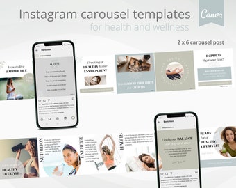 Instagram Carousel Template, Canva Template for Health and Wellness, Carousel Templates, Instagram for the Coach, Vitality Coach