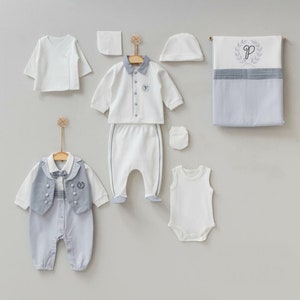 Gift for Little Gentleman, 10Piece Newborn Baby Boy Clothes Set, Gift for Stylish and Cozy Baby Boy,  100% Cotton Adorable, Versatile Outfit