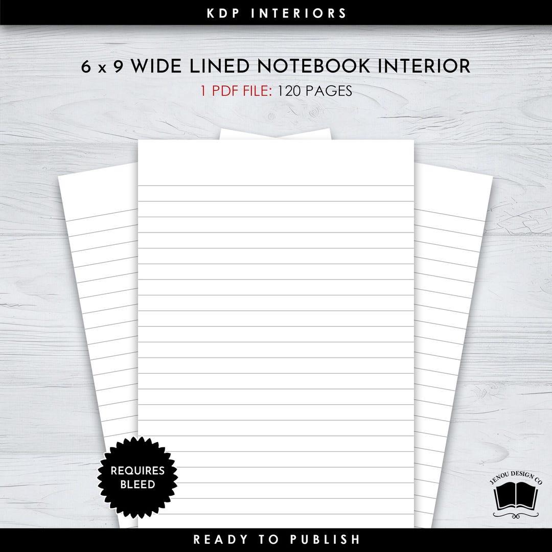 6 X 9 Wide Lined Notebook Interior With a 120 Page Count for Self ...