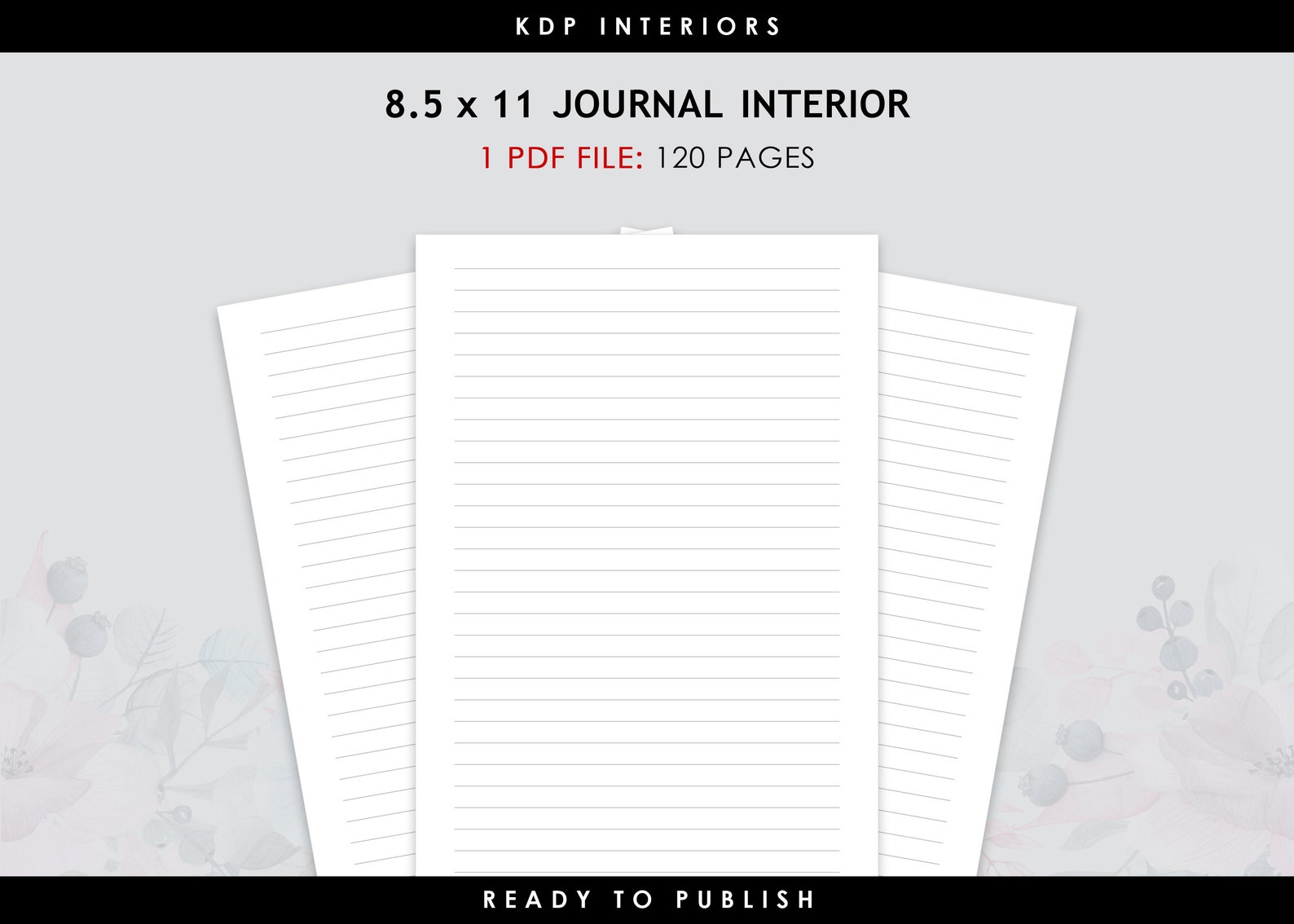 8.5 X 11 Lined Journal Interior File KDP Interior in 120 Page Etsy
