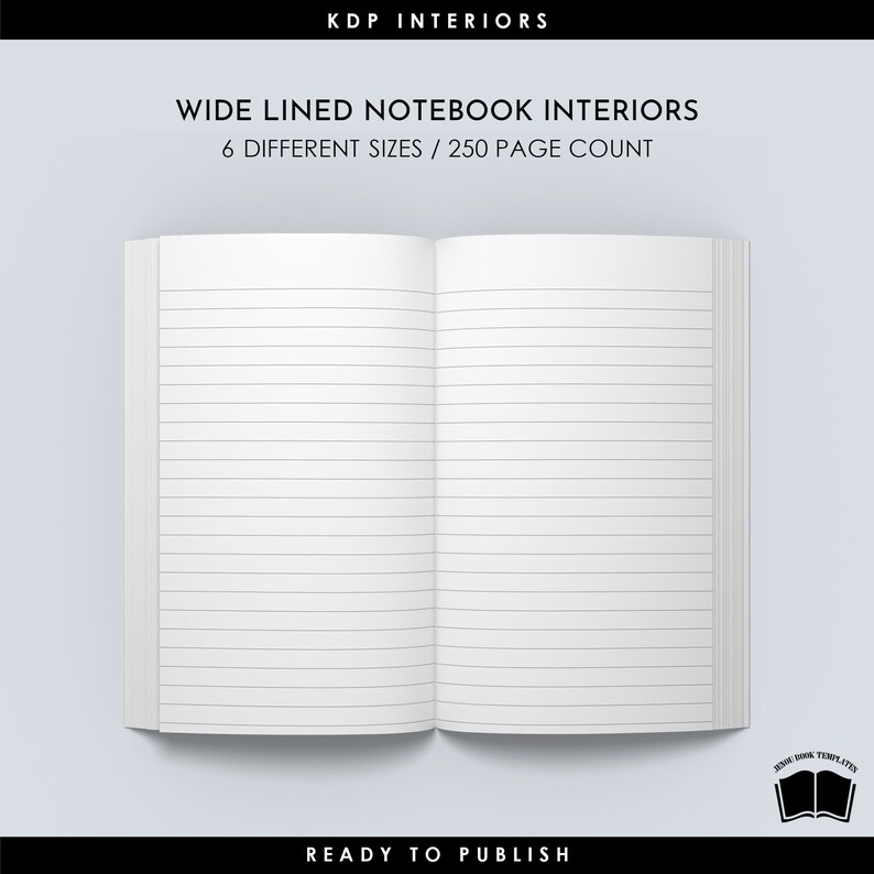 Wide Lined Notebook Interiors in 250 Page Count and 6 Different Sizes ...