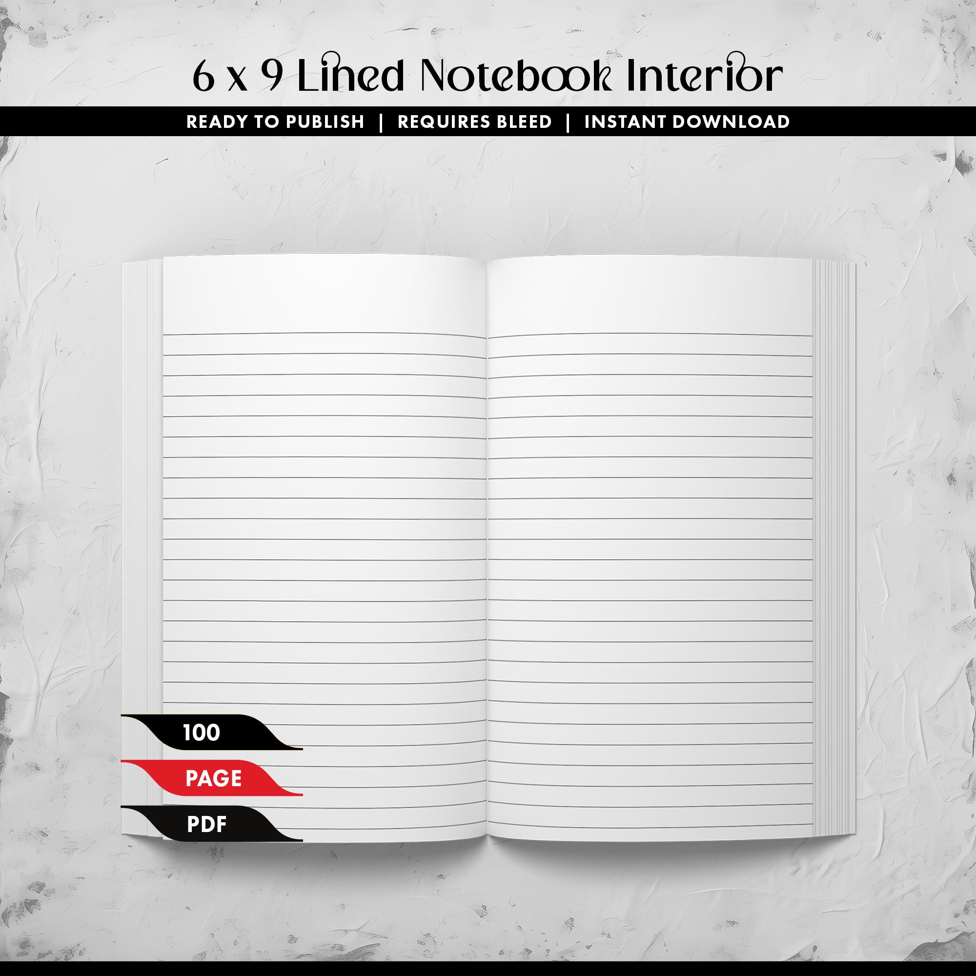 6 X 9 Lined Notebook Interior, 100 Page PDF Download - Etsy