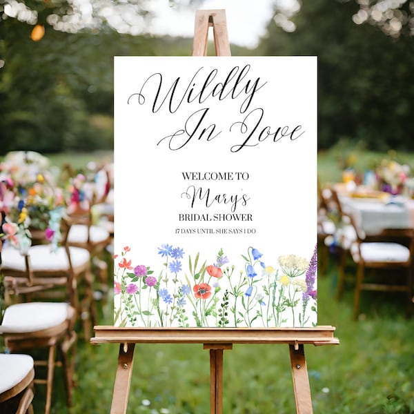 Wildly In Love Bridal Shower Decor, Wildflower Bridal Shower Sign, Wildly In Love Theme, Bridal Shower Welcome Sign, Wildflower Welcome Sign