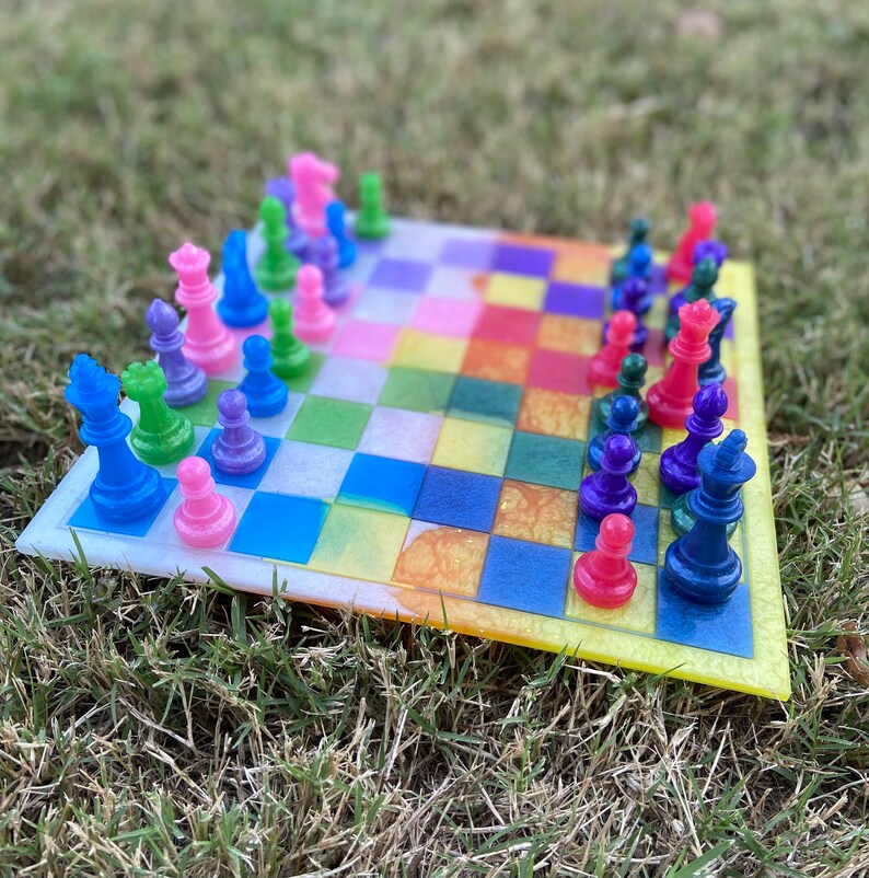Rainbow Chess Set - Etsy