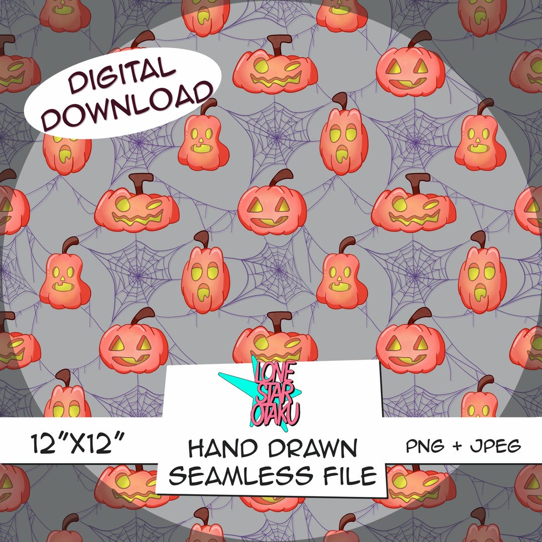 Pumpkin Spiderweb Seamless Pattern | Halloween Digital Paper (PNG JPG ...