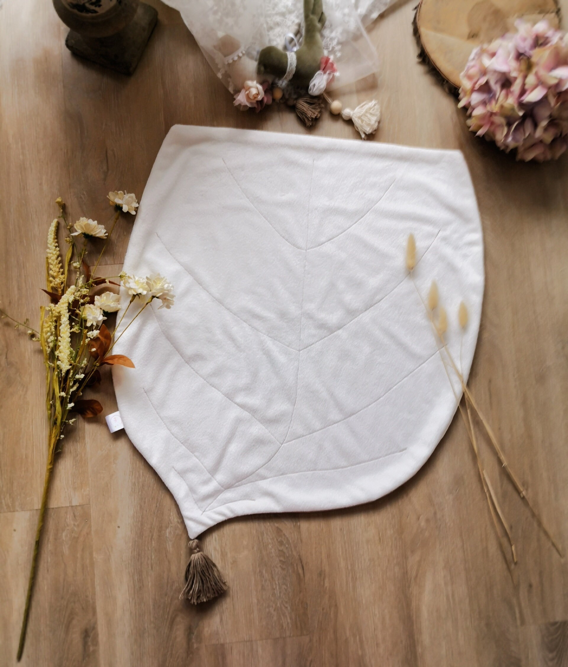 Couverture Feuille Minky Ras Blanc