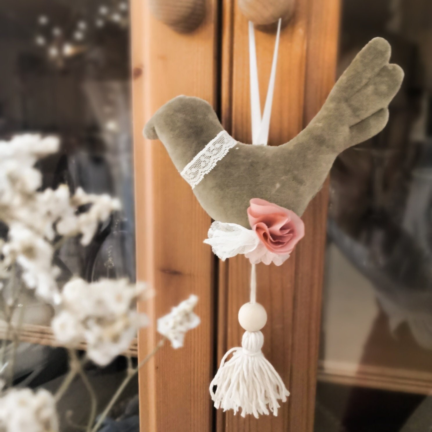 Oiseau Décoratif en Tissu