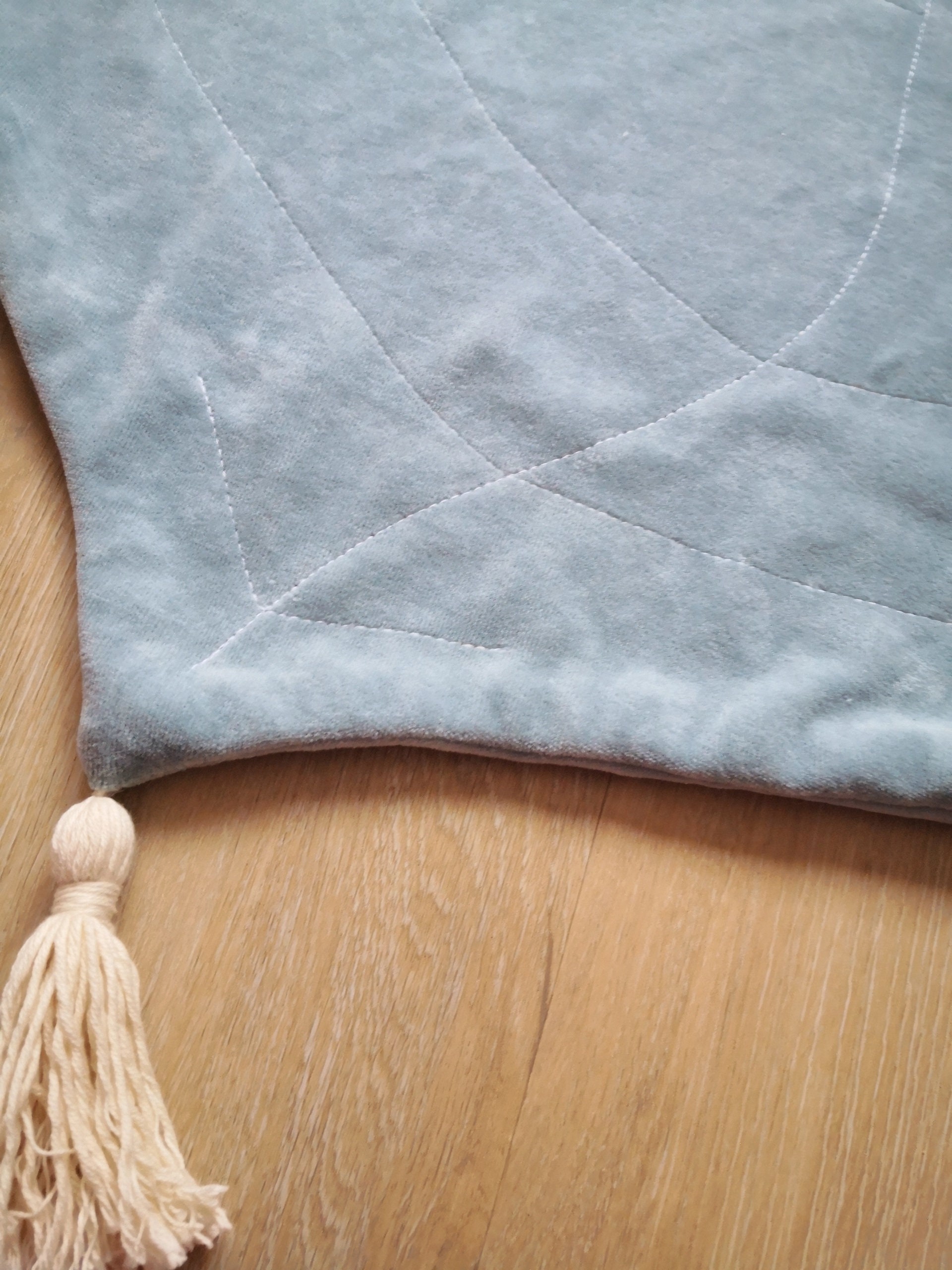 Couverture Feuille Bleu Barbeau Velours