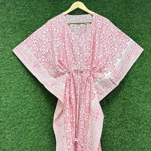 Indian Hand Block Print Cotton Kaftan Dress Ethical Handmade Clothing Summer Holiday Dress Sustainable Fashion For Her