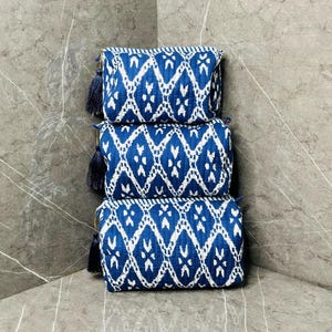 Ensemble de 3 trousses de maquillage matelassées indiennes faites à la main pour femmes Trousse de toilette en coton respectueuse de l'environnement