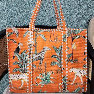 Gesteppte Einkaufstasche, handgefertigte gesteppte Tasche weiche indische Baumwolleinkaufstasche, Reisetasche, Schultertasche, große Einkaufstasche Umweltfreundliche Tasche beste Einkaufstasche
