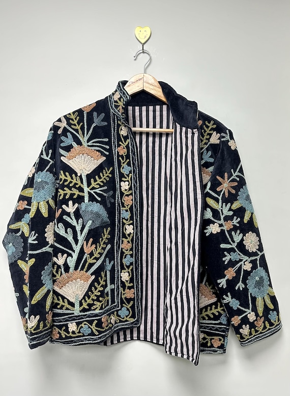 Suzani Embroidery Handmade Jacket Velvet Suzani Jacket Winter Wear Jacket Coat Womens Coat Gift For Her