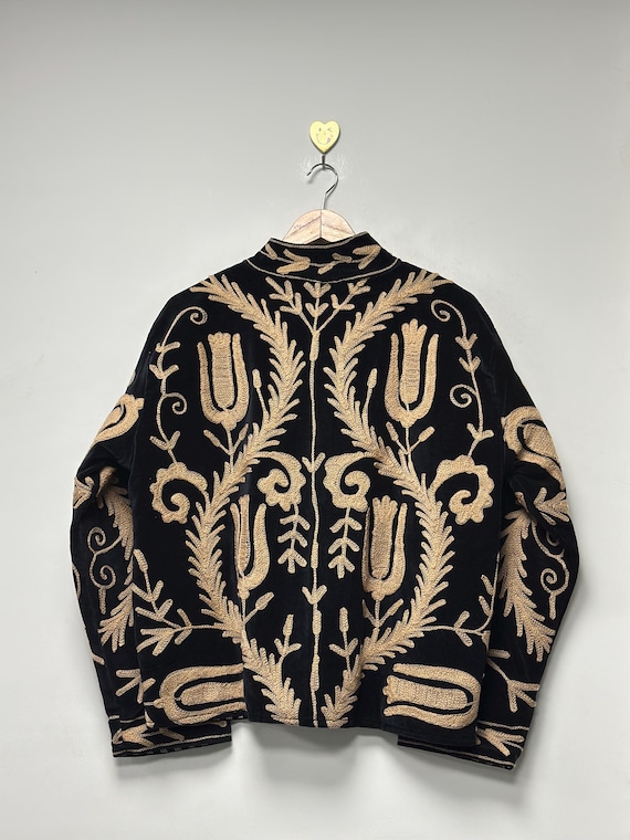 Hand Made Velvet Suzani Jacket, Handmade Short Jacket, Traditional Embroidery Jacket, Boho Hippie Short Jacket, Women's Overcoat