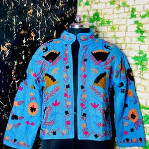 Handmade Suzani Embroidery jacket suzani jacket suzai coat suzani jacket wool tnt jacket Unisex Winter Jacket Indian Women Gift For Her