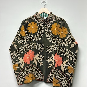Handcrafted Suzani Velvet Jacket Women’s Fashionable Coat Traditional Ethnic Beautiful Embroidered Jacket Boho Chic Outerwear Gift for Her image 6