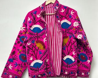 Samt handbestickte Suzani Jacke Boho Damen Suzani kurze Samtjacke Floral warmer Mantel Geschenk für ihren ethnischen Oberbekleidung Mantel