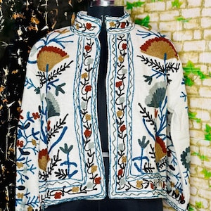 Handmade Suzani Embroidery jacket suzani jacket suzai coat suzani jacket wool tnt jacket Unisex Winter Jacket Indian Women Gift For Her
