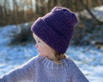 Kid's pure alpaca beanie, solid color beanie, reversible beanie, multiple colors