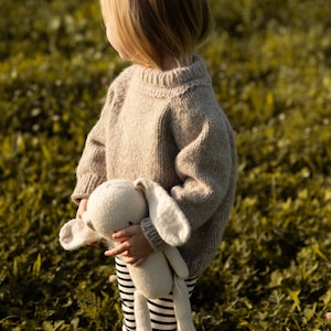 READY TO SHIP Kids heirloom hand knitted pullover . Natural wool sweater . Alpaca and merino handmade pullover. Multiple sizes image 1