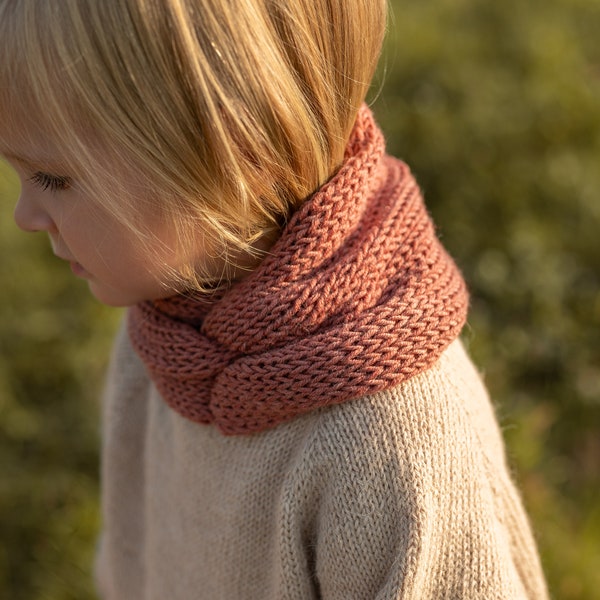 Scaldacollo merino per bambini lavorato a maglia, snood, sciarpa, più colori, scaldacollo fatto a mano