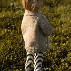 READY TO SHIP Kids heirloom hand knitted pullover . Natural wool sweater . Alpaca and merino handmade pullover. Multiple sizes image 2