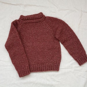 READY TO SHIP Kids heirloom hand knitted pullover . Natural wool sweater . Alpaca and merino handmade pullover. Multiple sizes image 5