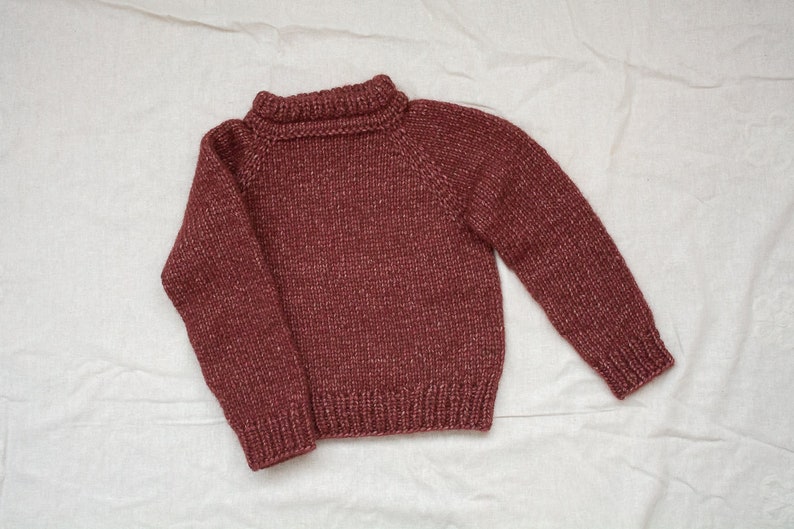 READY TO SHIP Kids heirloom hand knitted pullover . Natural wool sweater . Alpaca and merino handmade pullover. Multiple sizes image 5