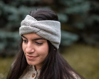 Women merino headband, solid color headband, handmade headband, handmade ear warmer, merino ear warmer, twisted headband, multiple colors