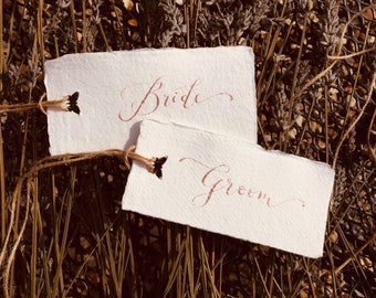 Calligraphy Place Cards, Wedding place cards, rustic wedding,