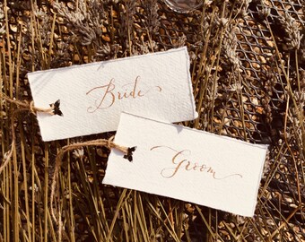 Calligraphy Place Cards, Wedding place cards, rustic wedding,