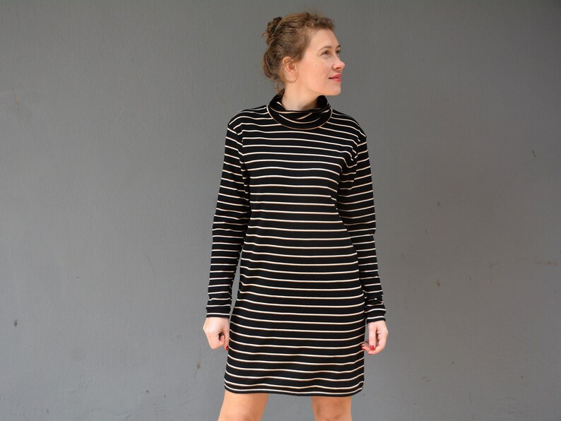 Turtleneck shift sweatshirt dress, High neck jumper tunic image 5