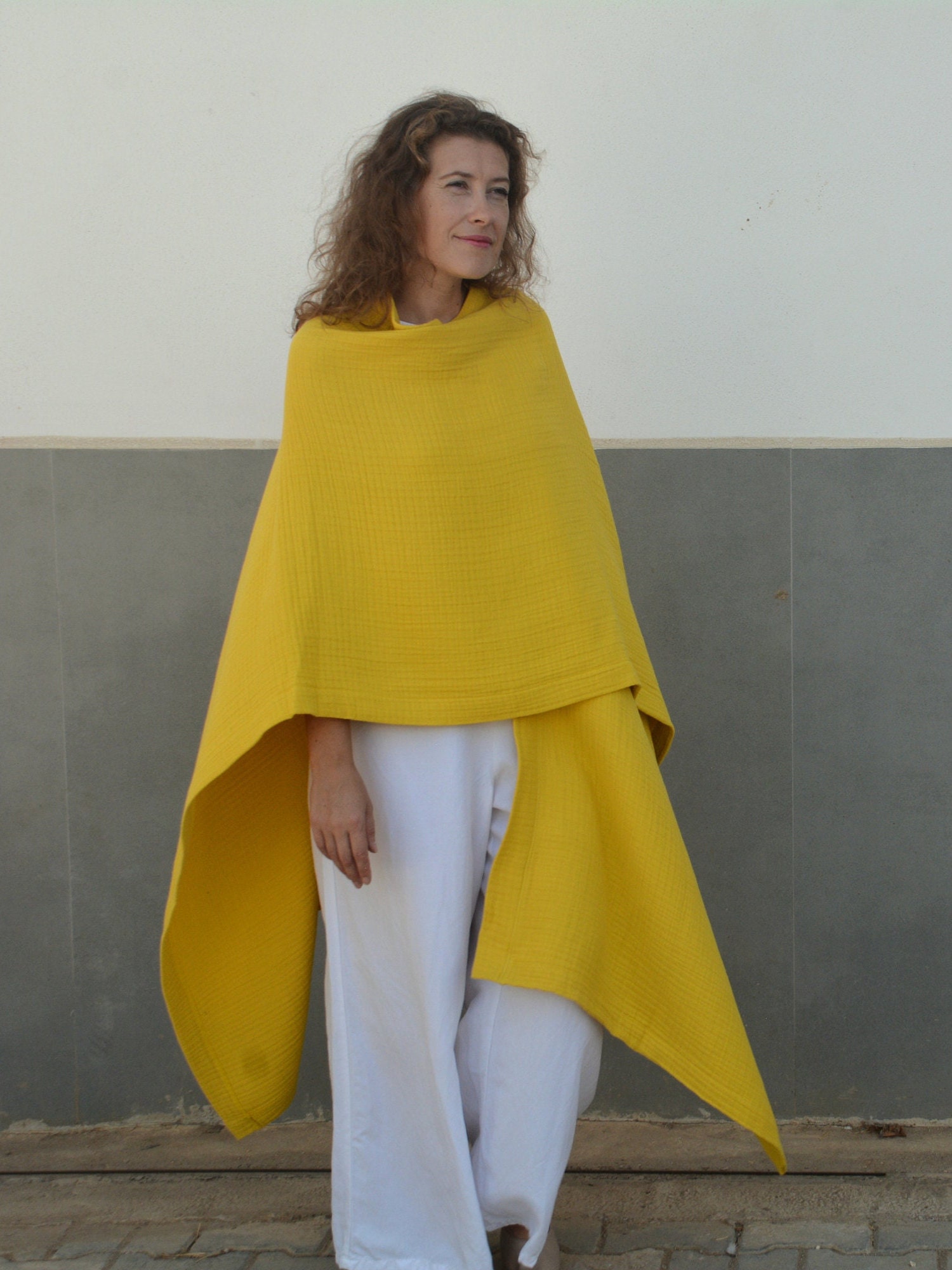 Women and Men Poncho, Muslin Wrap Cardigan, Blanket Scarf - Etsy