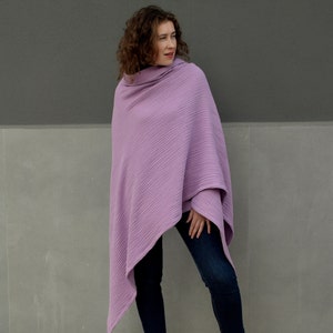 Large lavender poncho, Wrap cardigan open front image 1