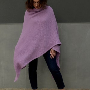 Large lavender poncho, Wrap cardigan open front image 5