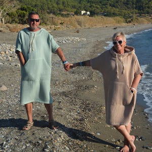 Kapuzenponcho surf für Frauen und Männer, Baumwoll-Strandtuch