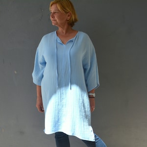 Baumwoll Doppel Gaze Tunika, Pullover Kleid Frauen tragen