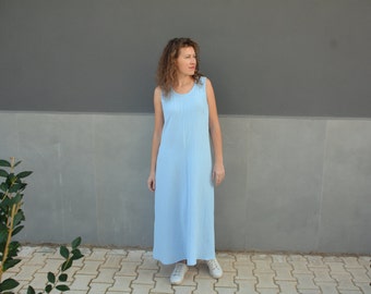 Vestido de muselina sencillo, vestido de verano de gasa de algodón