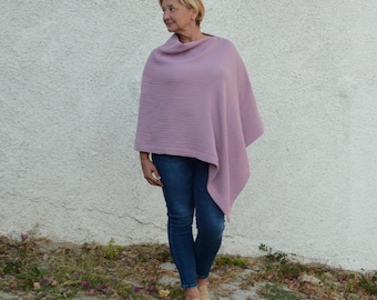 Cotton Poncho Sweater Top Muslin Gauze Plus Size Women