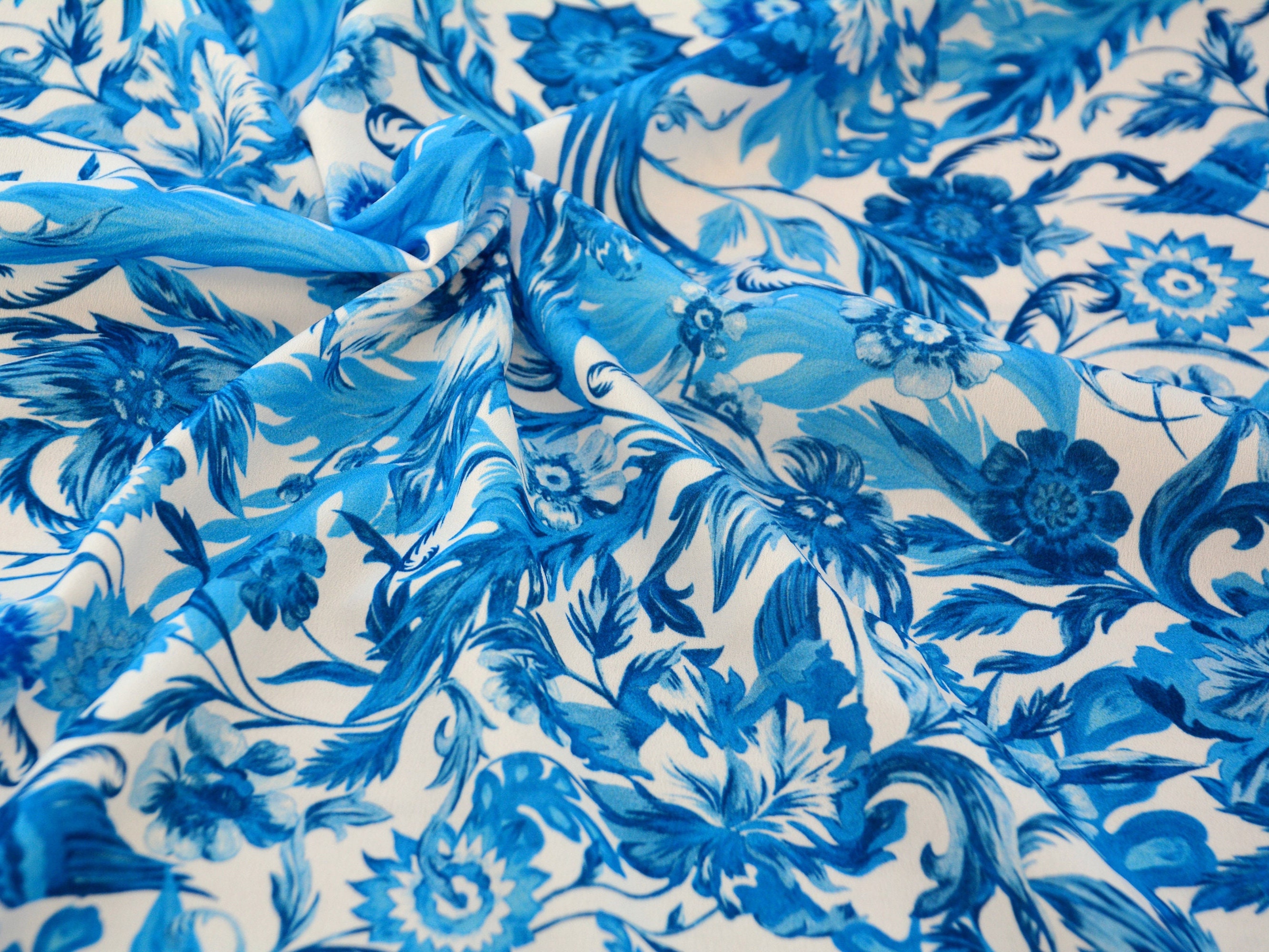 LV Inspired Fabric Blue Multi-colour by the yard - FabricViva