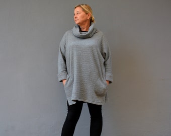 Plus size turtleneck tunic sweater, Lounge wear cotton