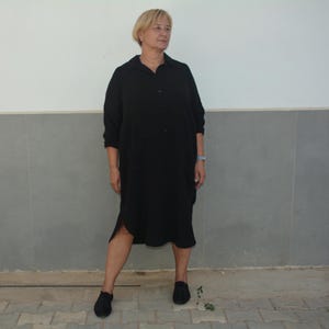 Oversized cotton gauze shirt dress, Plus size tunic