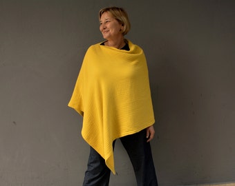Plus Größe Poncho Schulter Cape für Frauen, Musselin Baumwoll Top