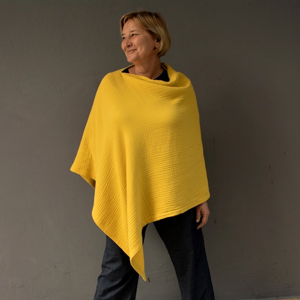 Plus size poncho shoulder cape for women, Muslin cotton top