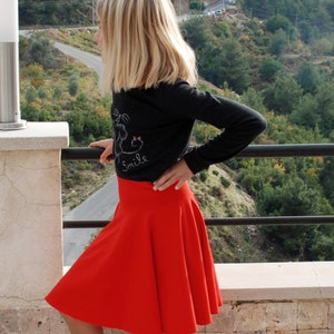 Red swing skirt for girls, Circle skirt elastic waist for dance, ballet, festival image 5