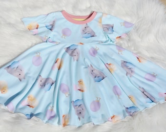 Kleinkind Ostern Kleid, Flutter Ärmel Baby Mädchen blaues Kleid